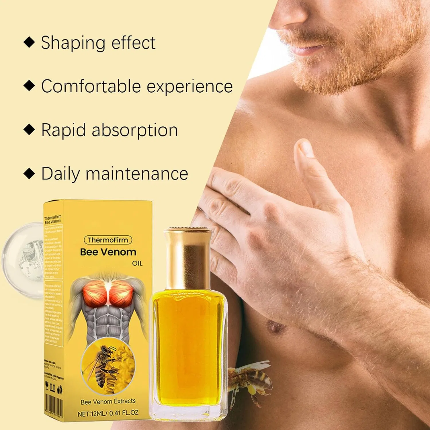 Масло Bee Venom Oil для груди, vokkrv, 12 мл — фото 3