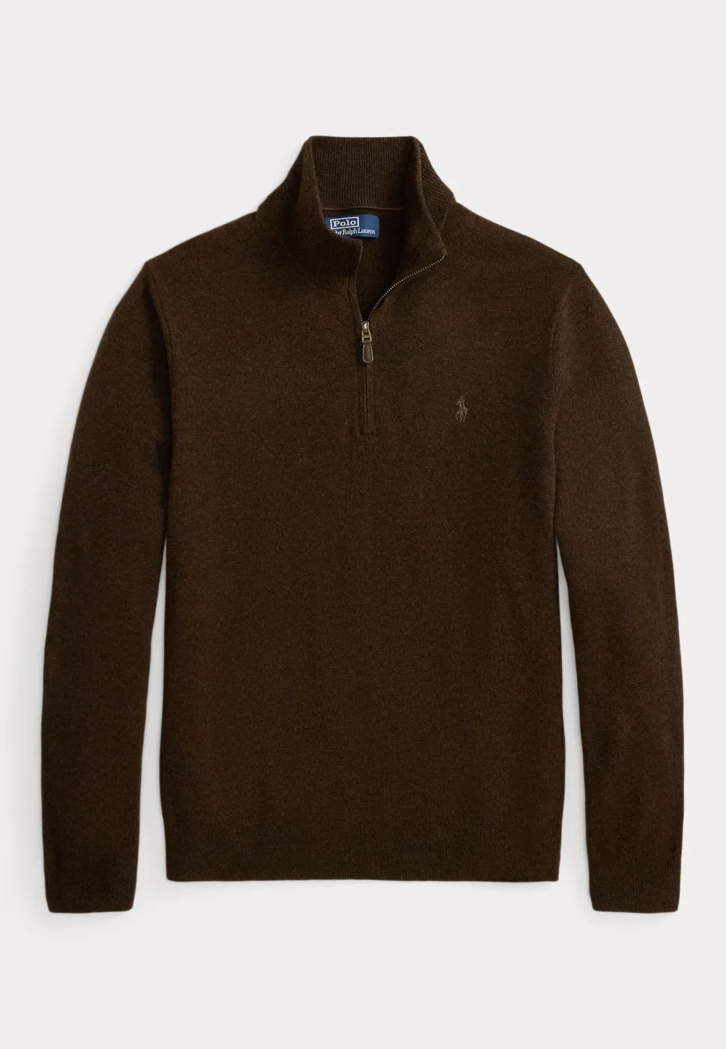Шерстяной свитер с застежкой-молнией на четверть длины Polo Ralph Lauren, Cinnamon Brown Heather — фото 4