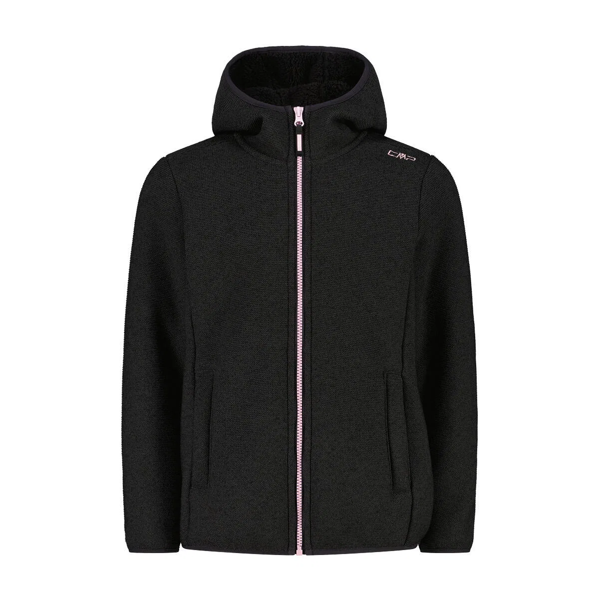 Детская флисовая куртка для девочек с капюшоном Kid G Jacket Fix Hood Cmp, Schwarz Magentapink