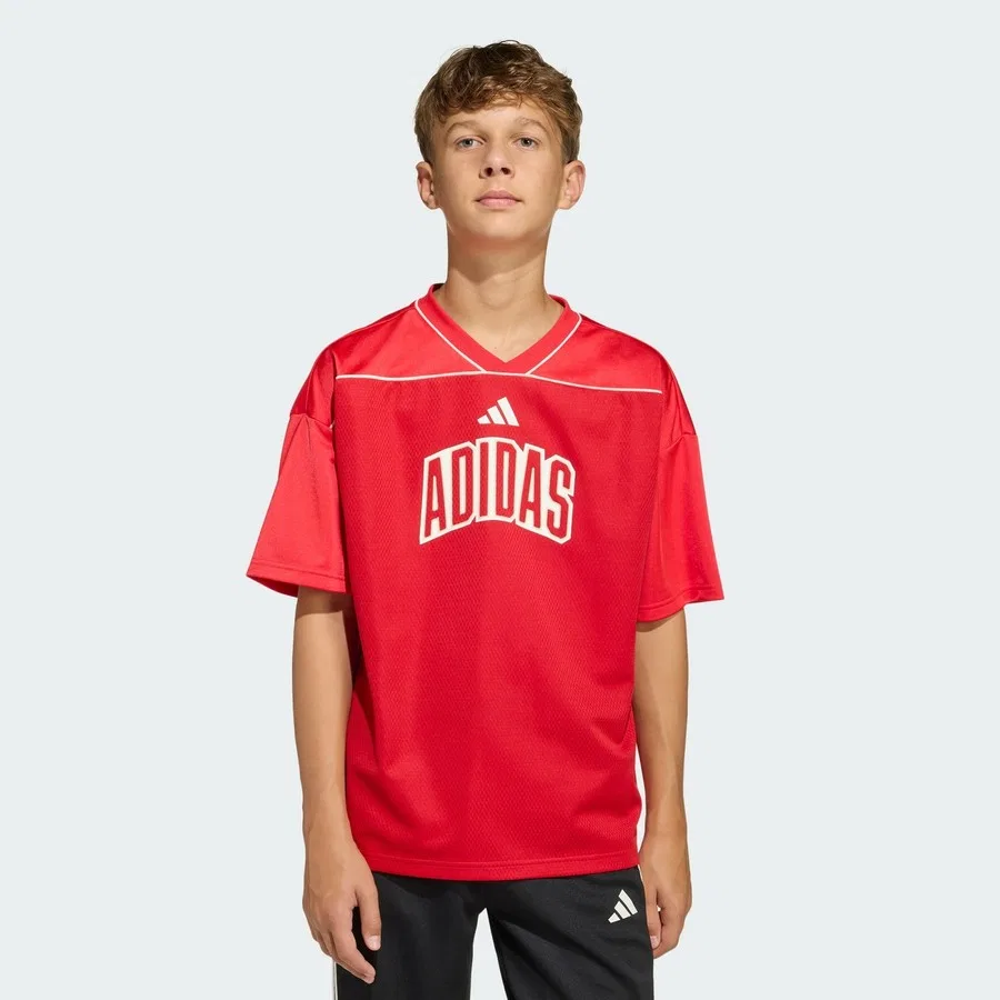 Детская футболка из сетки с длинным рукавом Sportswear Stadium Mesh Basketball Shirt adidas, Красно-белый