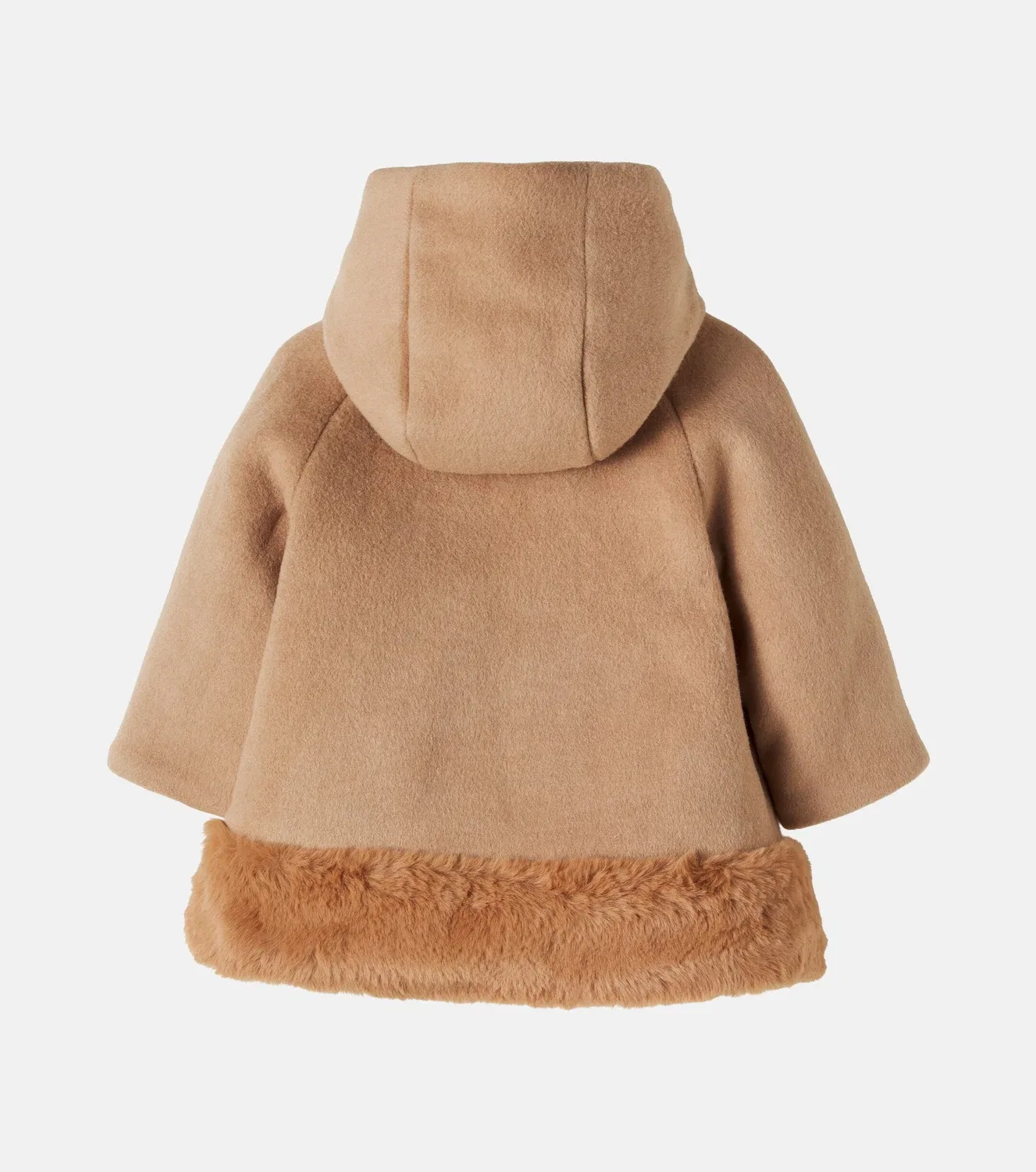 Детское пальто из шерстяной смеси с капюшоном Chloé Kids, бежевый — фото 3
