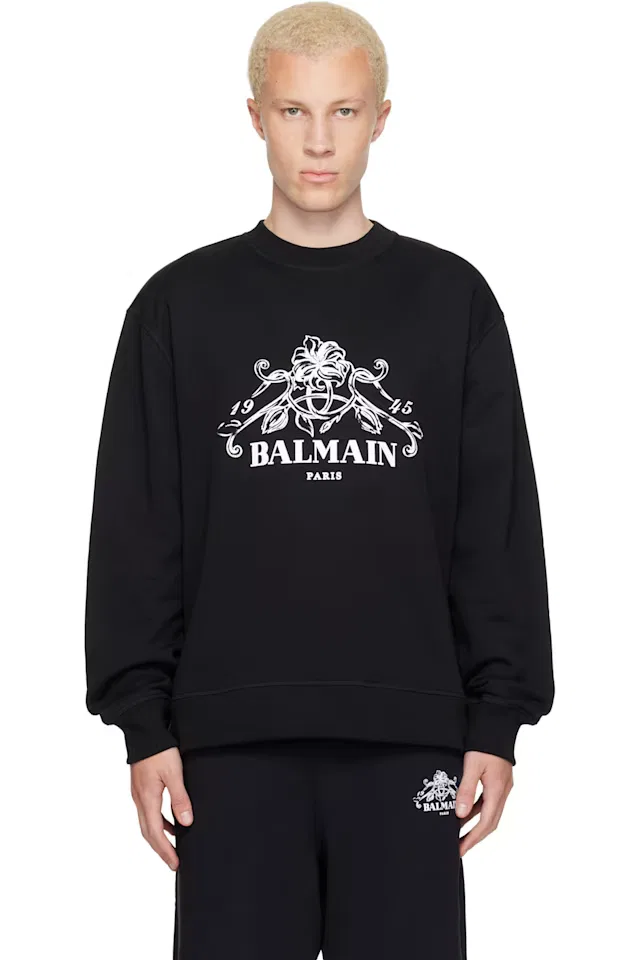 Черная толстовка с принтом Vine Balmain