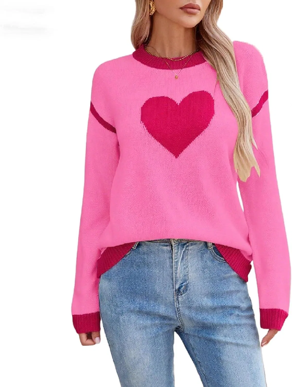 Женский свитер с принтом, модель Valentine Large Heart, цвет