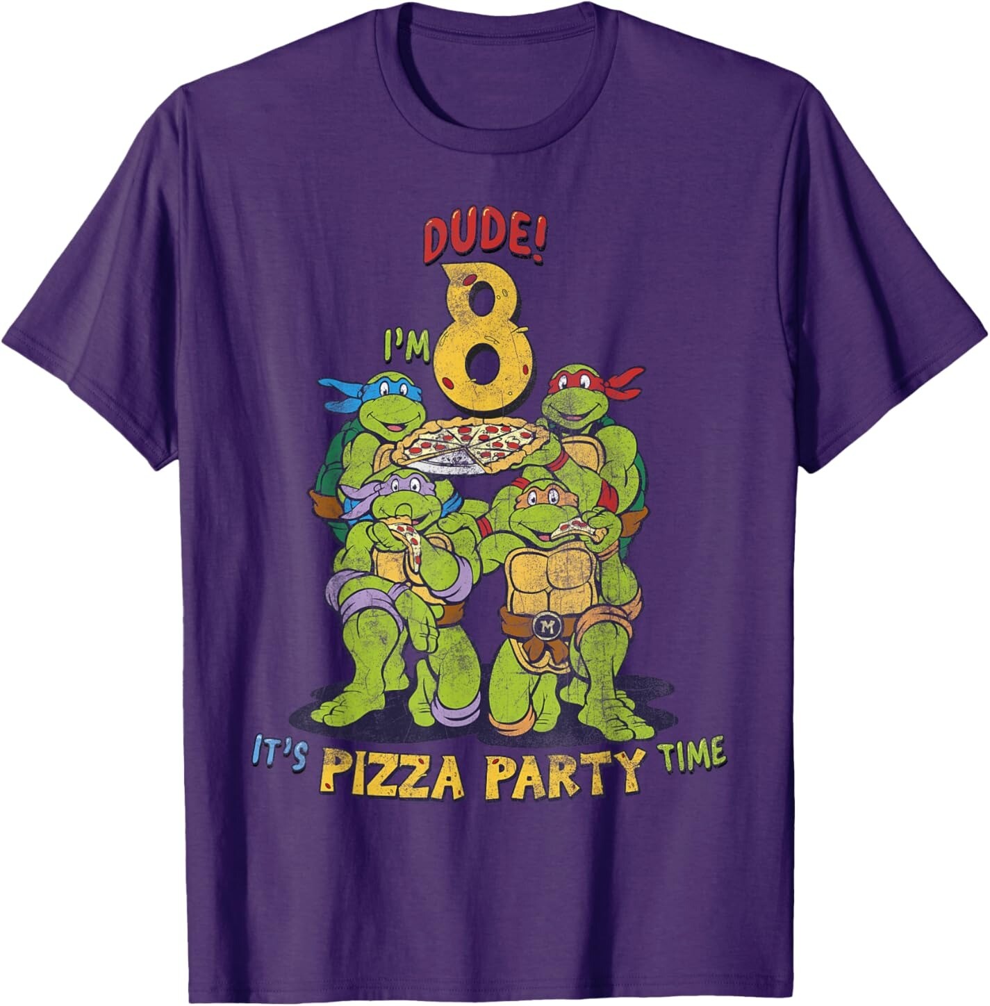 

Мужская футболка Teenage Mutant Ninja Turtles I'm 8 Dude Pizza Birthday Party, фиолетовый