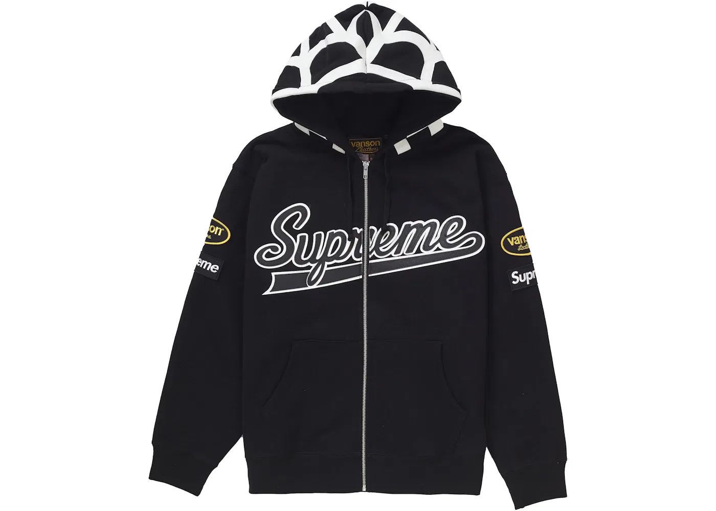 Мужской худи на молнии с принтом Spider Web Supreme Black