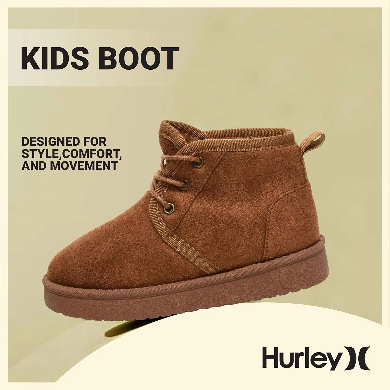 Детские зимние ботинки на шнуровке с флисовой подкладкой Mosi Winter Boots Hurley, Chestnut — фото 2