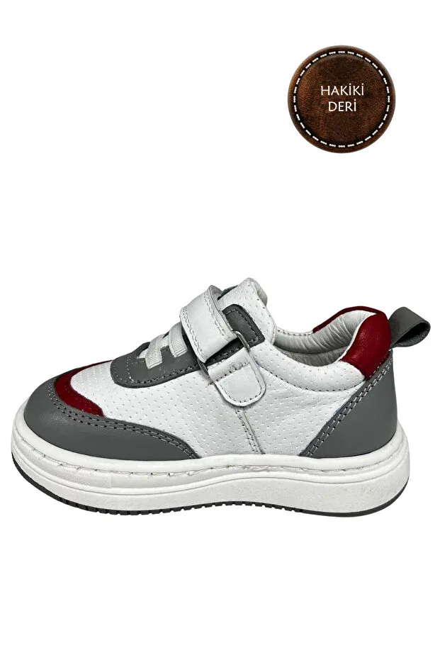 Детские туфли для девочек без каблука Şenler Bebe World Kids, Gray-White-Red — фото 3