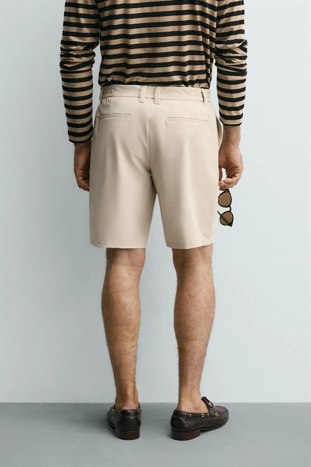 Комфортные технические шорты-бермуды ZARA, Beige — фото 3