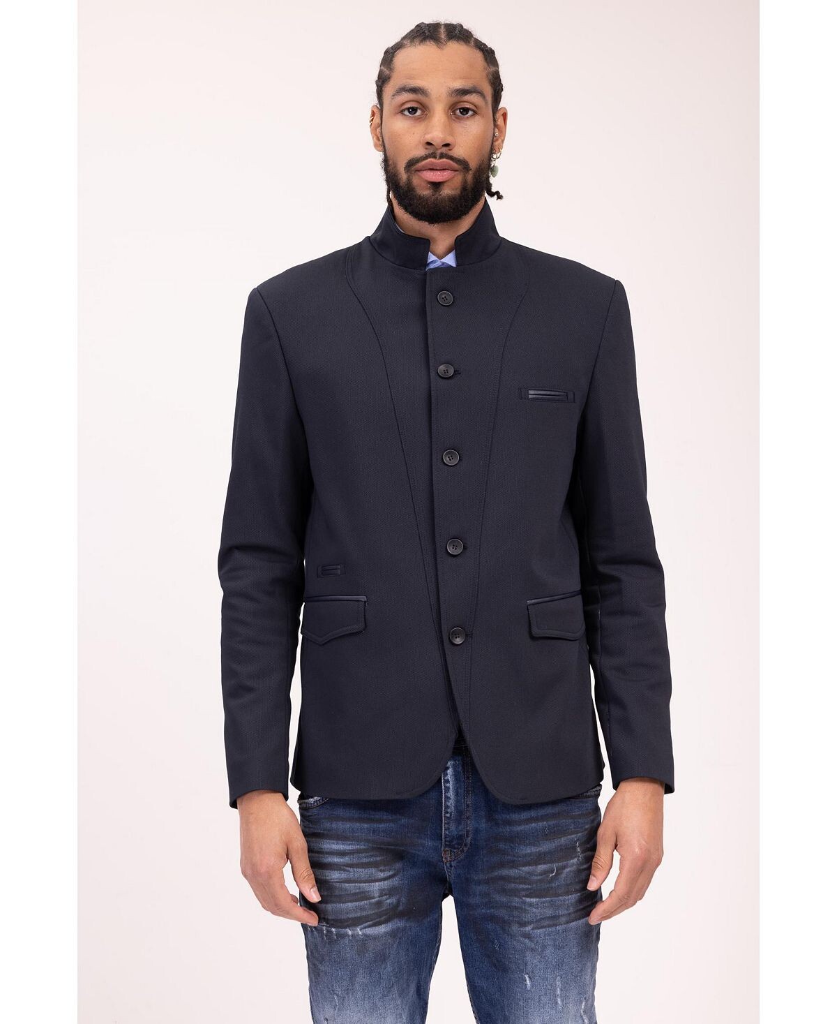 

Мужская современная симметричная спортивная куртка с пуговицами RON TOMSON, синий