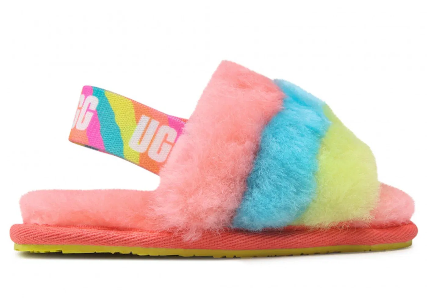 Детские шлепанцы с мехом UGG Fluff Yeah Slide, Peach Bliss Multi