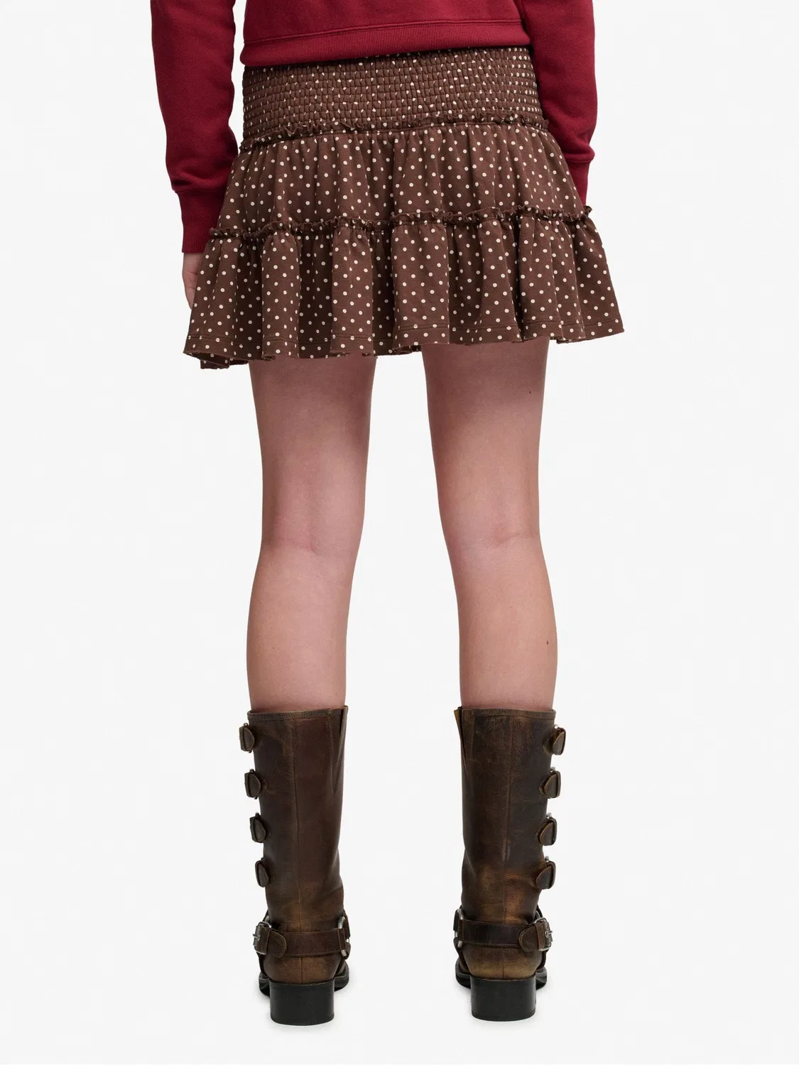 Юбка мини Superdry Brown, Regular, хлопок — фото 4