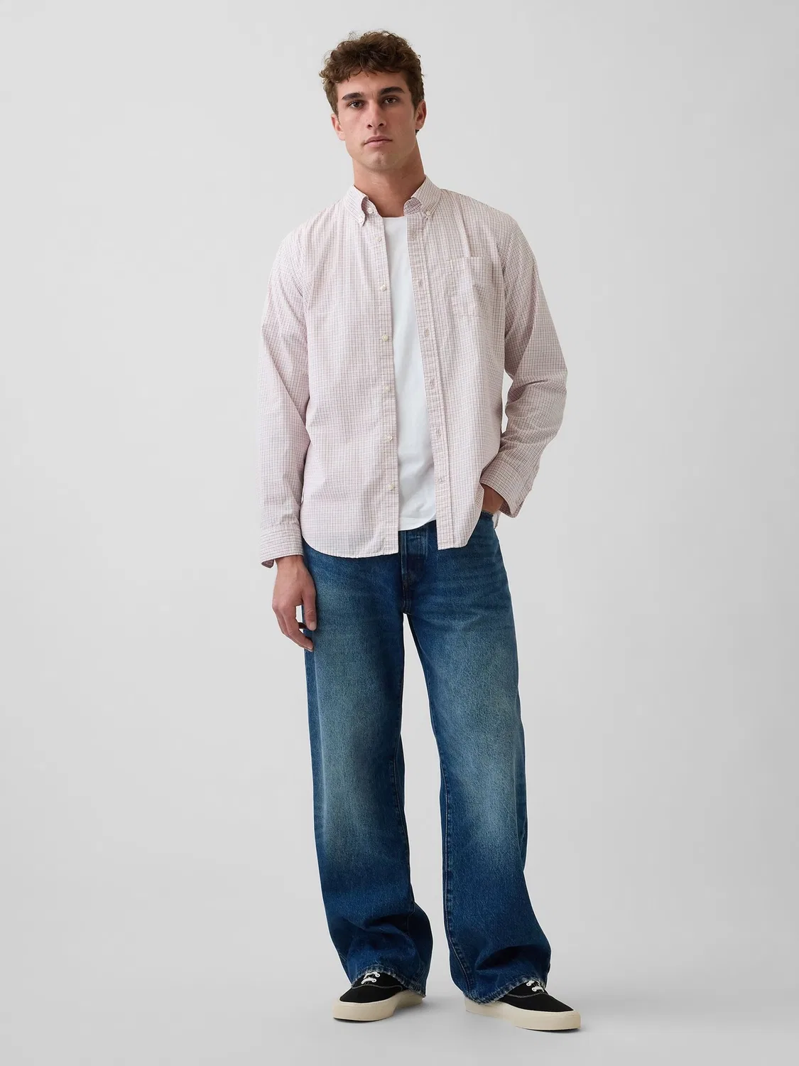 Рубашка классическая хлопковая Gap, Pink Check — фото 3
