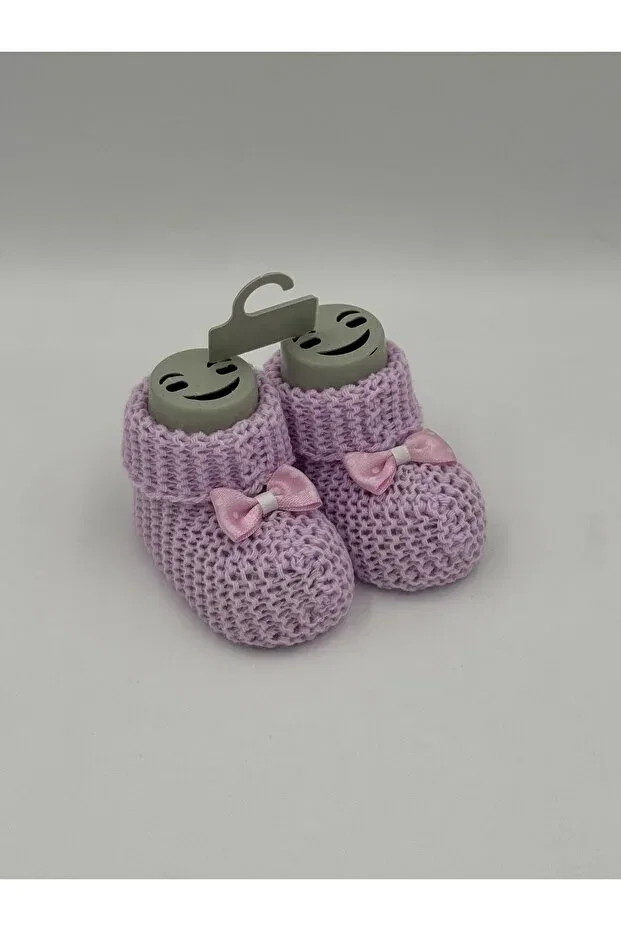 Детские пинетки с лентами Hand-Knitted Butik, Purple — фото 2