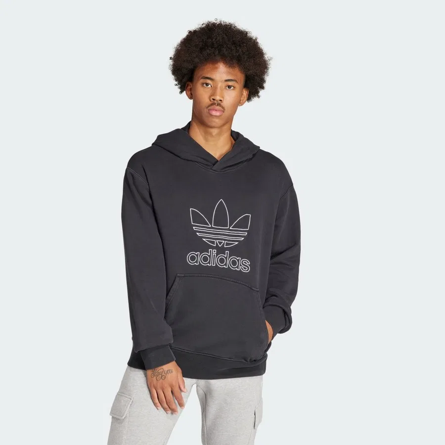 Худи с капюшоном свободного кроя adidas Originals Adicolor Outline Trefoil, Черный