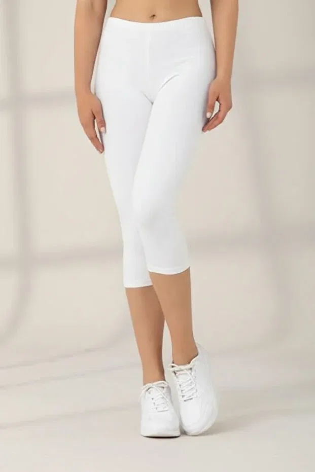 Детские леггинсы для девочек хлопковые Cotton premium quality girls' knee-length capri leggings Kossiga, White