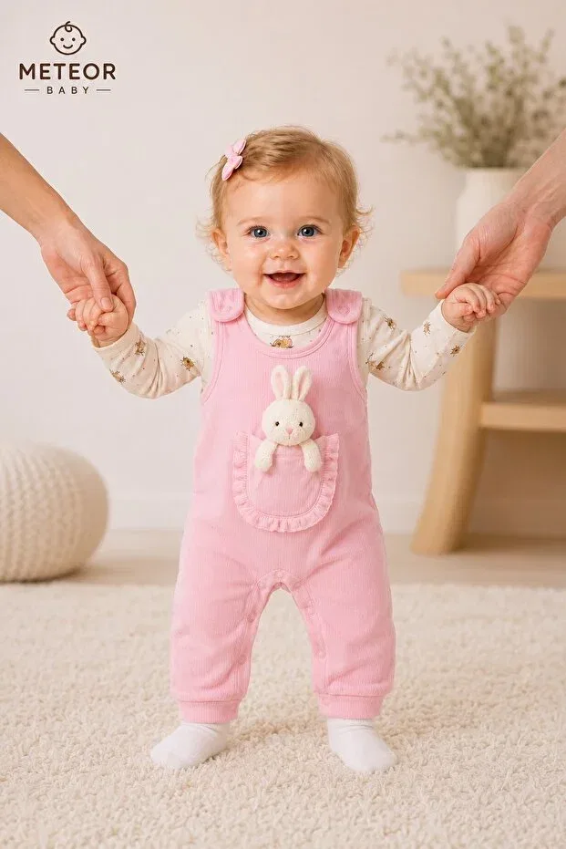 Детский комбинезон для девочек с принтом Rabbit Figure Meteor Baby, Pink