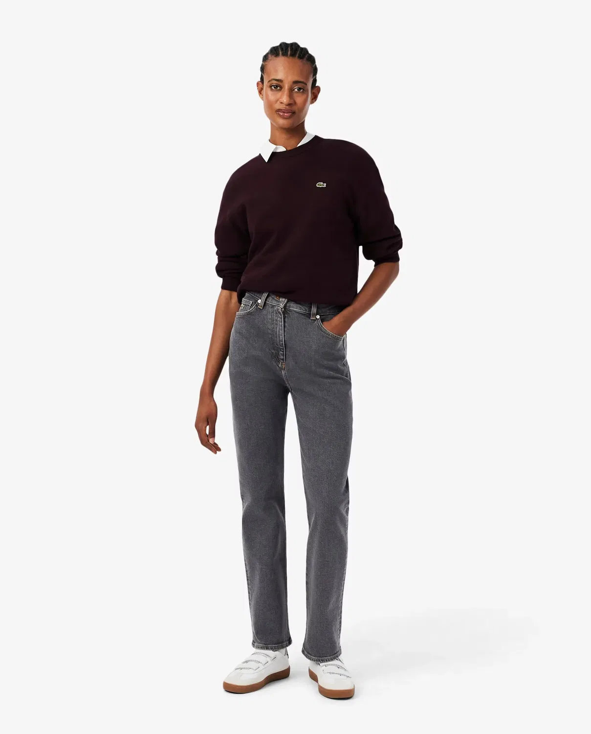 Женские джинсы прямого кроя с высокой посадкой Lacoste, Gris Oscuro
