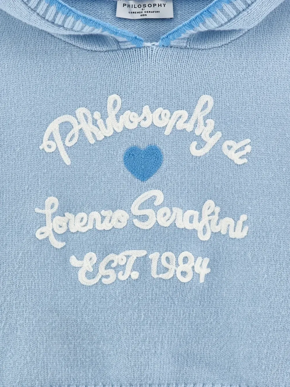 Свитер с капюшоном и вышитым логотипом Philosophy Di Lorenzo Serafini Kids, синий — фото 3
