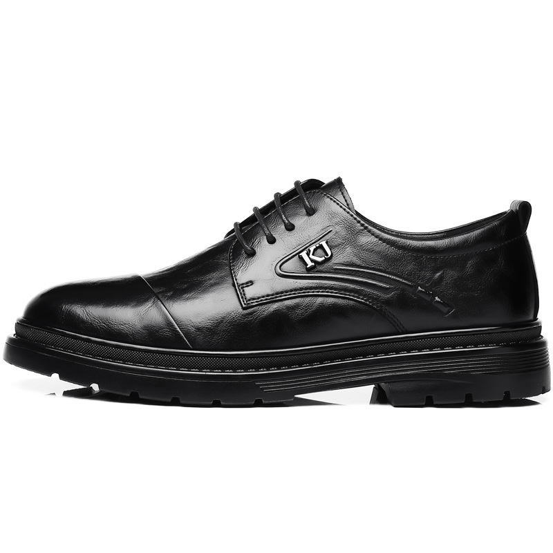 Мужские повседневные туфли KJ-523 Black со скрытой платформой, цвет KJ-523 Black Hidden Wedge — фото 2