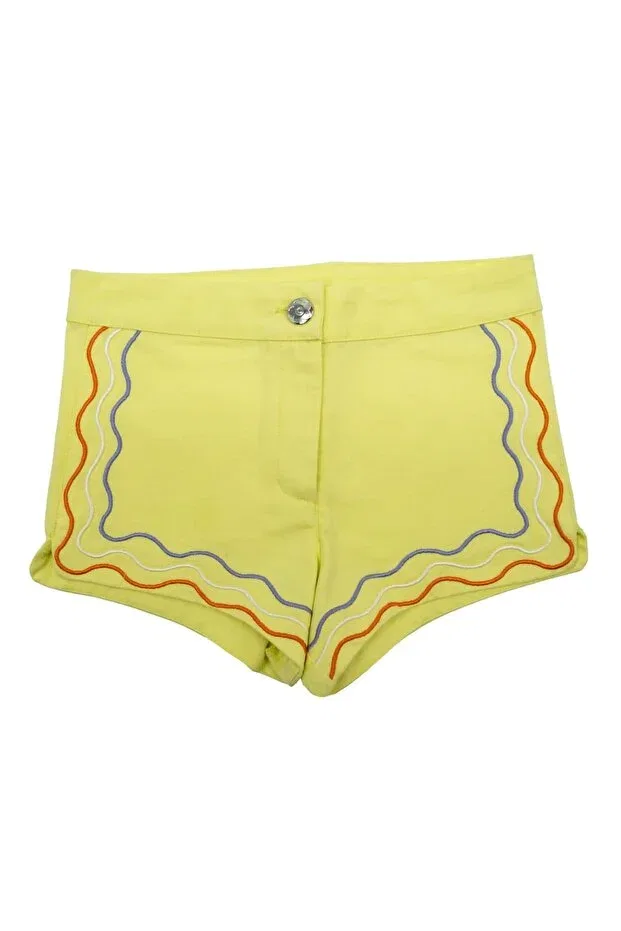 Детские шорты для девочек хлопковые Organic Embroidered Yellow Summer Girls' Shorts Ozmoz By Mukadder Özden, Yellow — фото 2