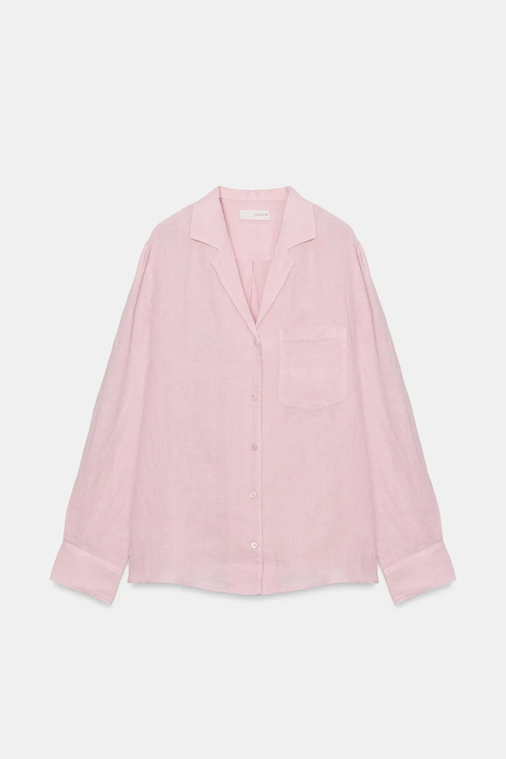 Льняная рубашка с карманом из коллекции ZW. ZARA, Light mauve — фото 4