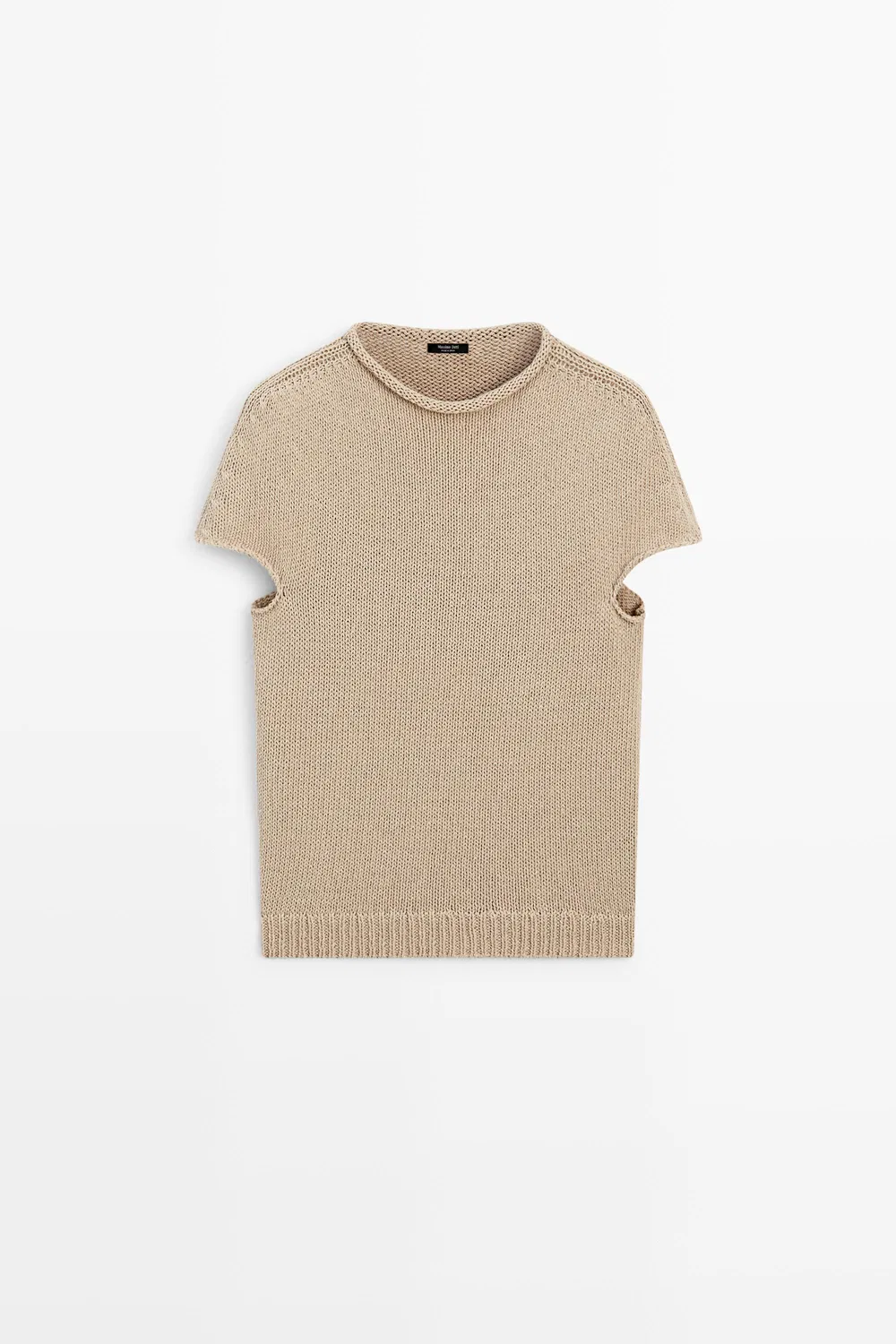Свитер Massimo Dutti Cotton Blend Short Sleeve Rolled-neck, бежевый — фото 2