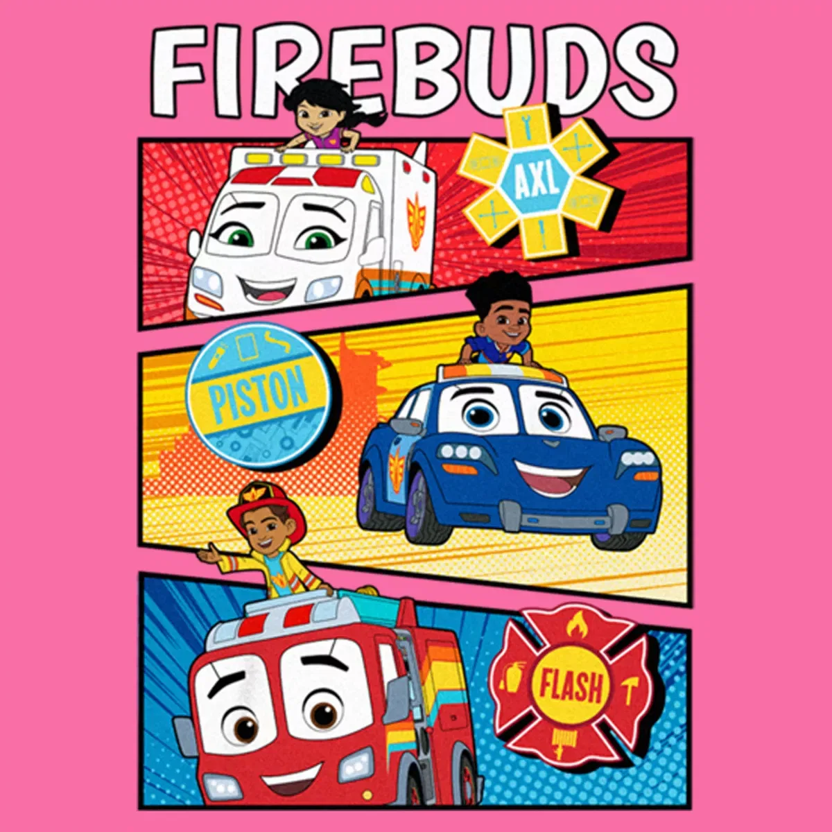 Детская футболка для девочек с принтом Firebuds Comic Panels Buds Graphic Cropped T-Shirt Disney, Light Pink — фото 2