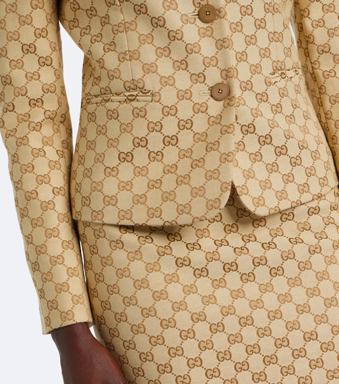 Блейзер с канвой GG Gucci, бежевый — фото 4