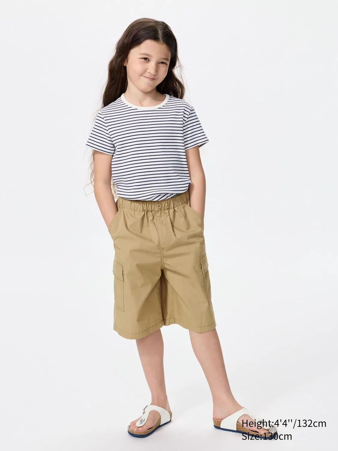 Полуштаны-карго Uniqlo, детские, свободные, бежевый