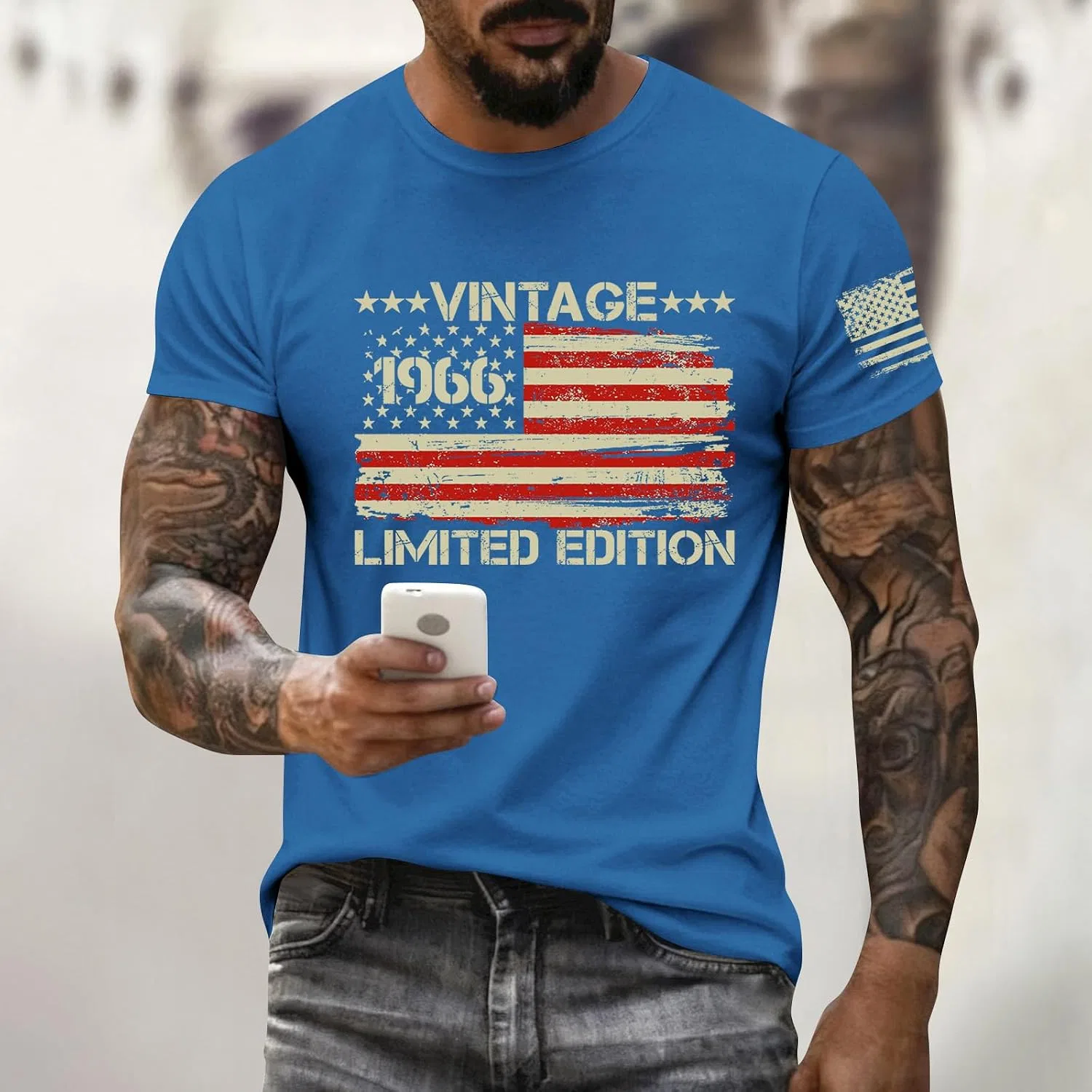 Мужская футболка с патриотическим принтом America 250th Anniversary, Blue — фото 2