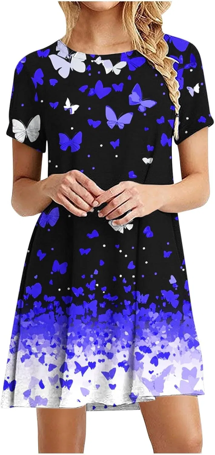 Женское летнее платье с коротким рукавом Hawaiian Vacation Sundresses, Blue