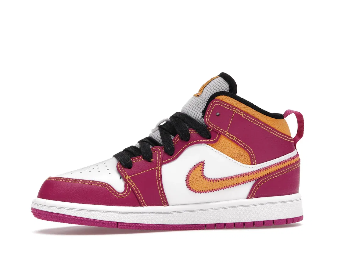 Детские кроссовки Lifestyle Jordan 1 Mid Dia de los Muertos Jordan, White/Fuchsia-Orange-Black — фото 3