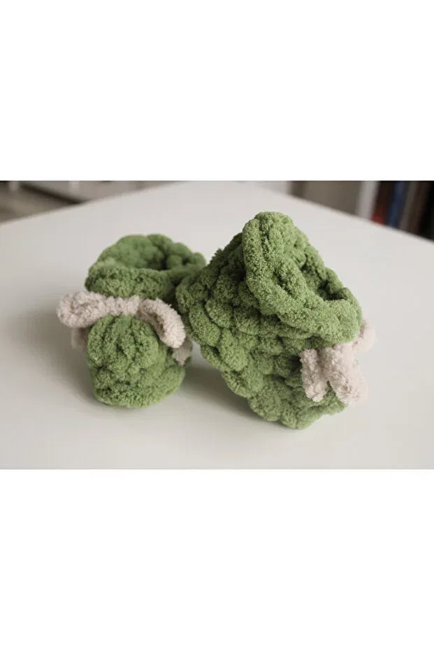 Детские пинетки-тапочки для новорожденных вязаные Narin Collection, Green — фото 4