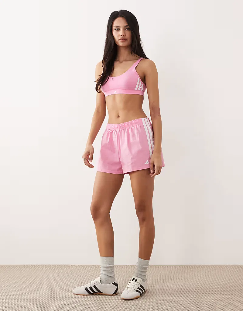 Спортивный бюстгальтер Adidas Sports Active Essentials в полоску, розовый — фото 3