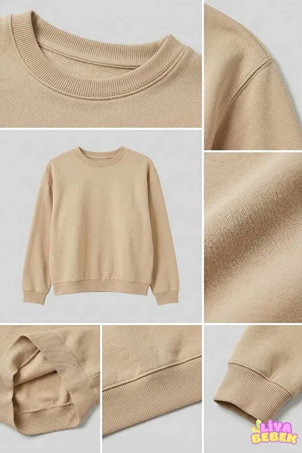 Детские свитшот с длинным рукавом 3-комплект Economical 3-pack orange-beige-black unisex baby and kids sweatshirt - ages 1-8 John Lock, Orange-Beige-Black — фото 4