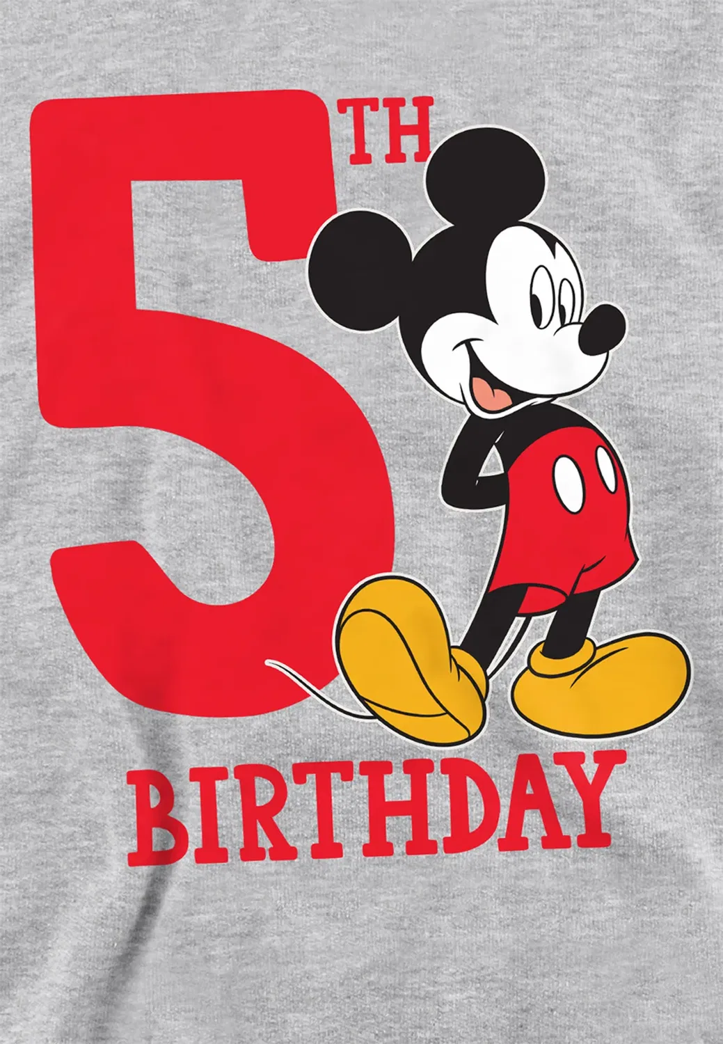 Детский худи с принтом Mickey Mouse 5th Birthday Disney, Grey — фото 2