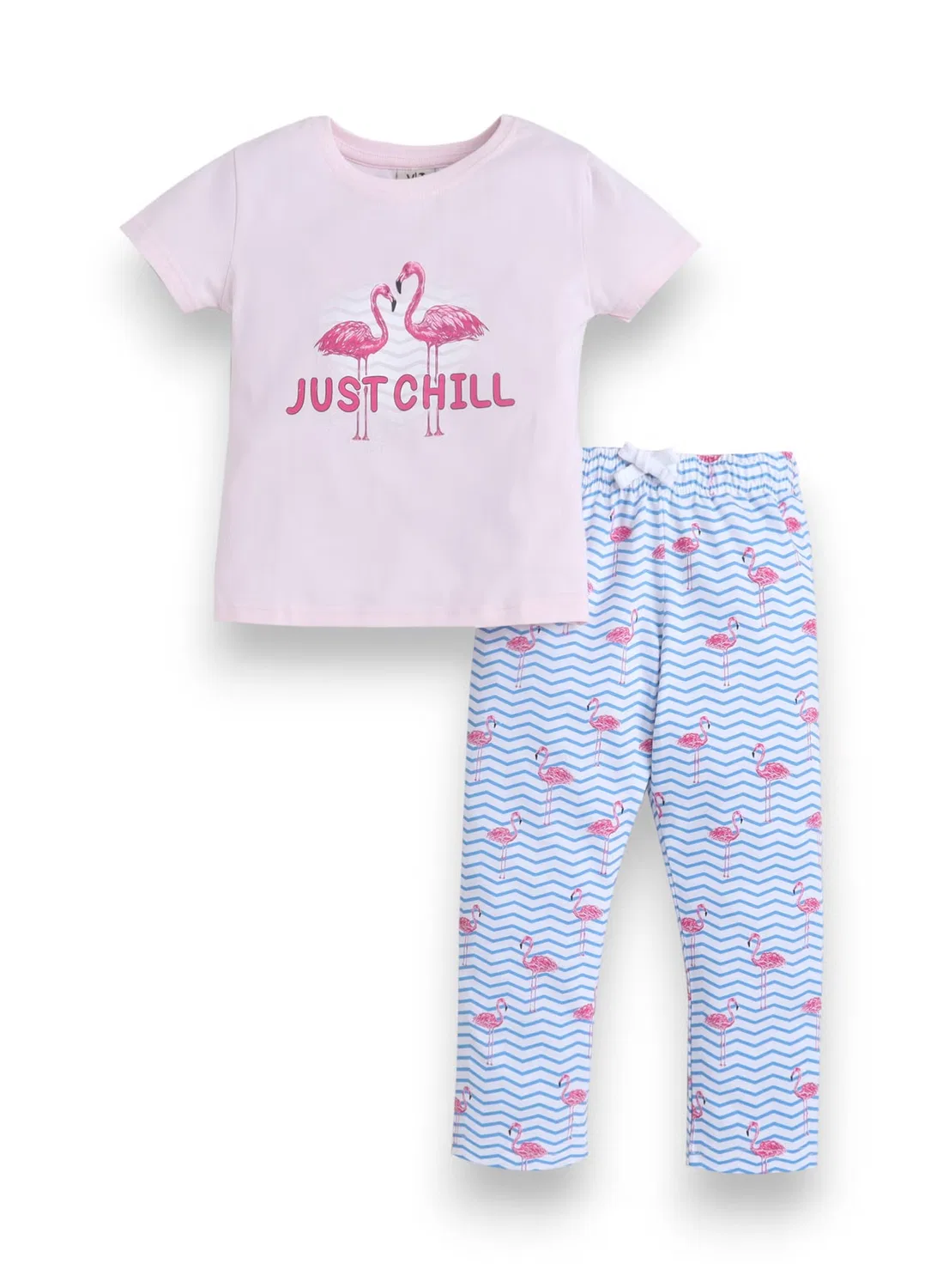 Комплект пижамы с принтом фламинго, модель T-Shirt & Full Pants, Victor And Jane, розовый — фото 2
