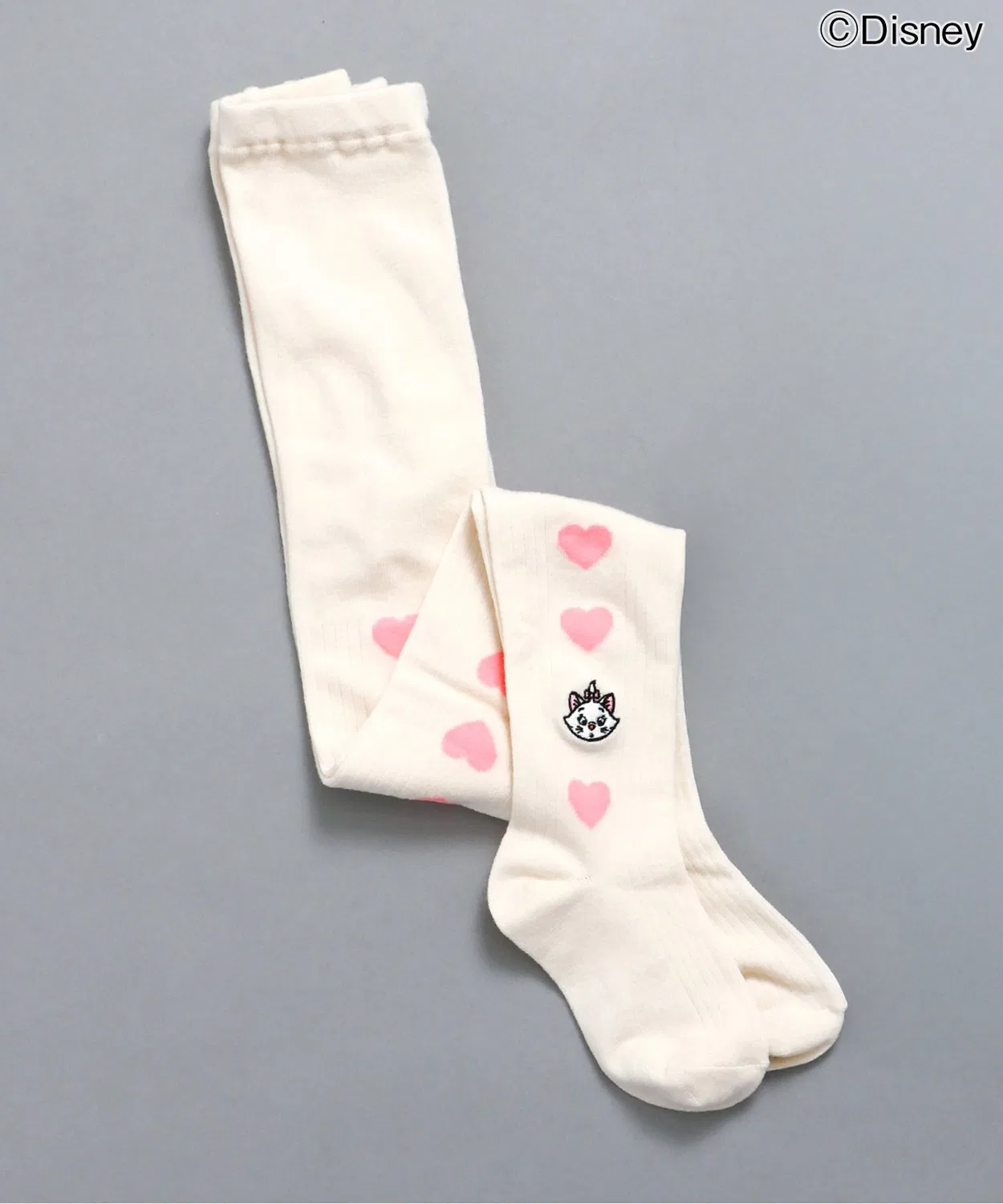 Детские колготки с принтом Disney Ошер Кэт, модель Side Heart, Off White