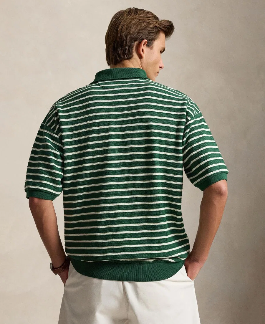 Мужское поло с коротким рукавом Relaxed-Fit Striped Textured Polo Shirt Polo Ralph Lauren, New Forest/Nevis — фото 4