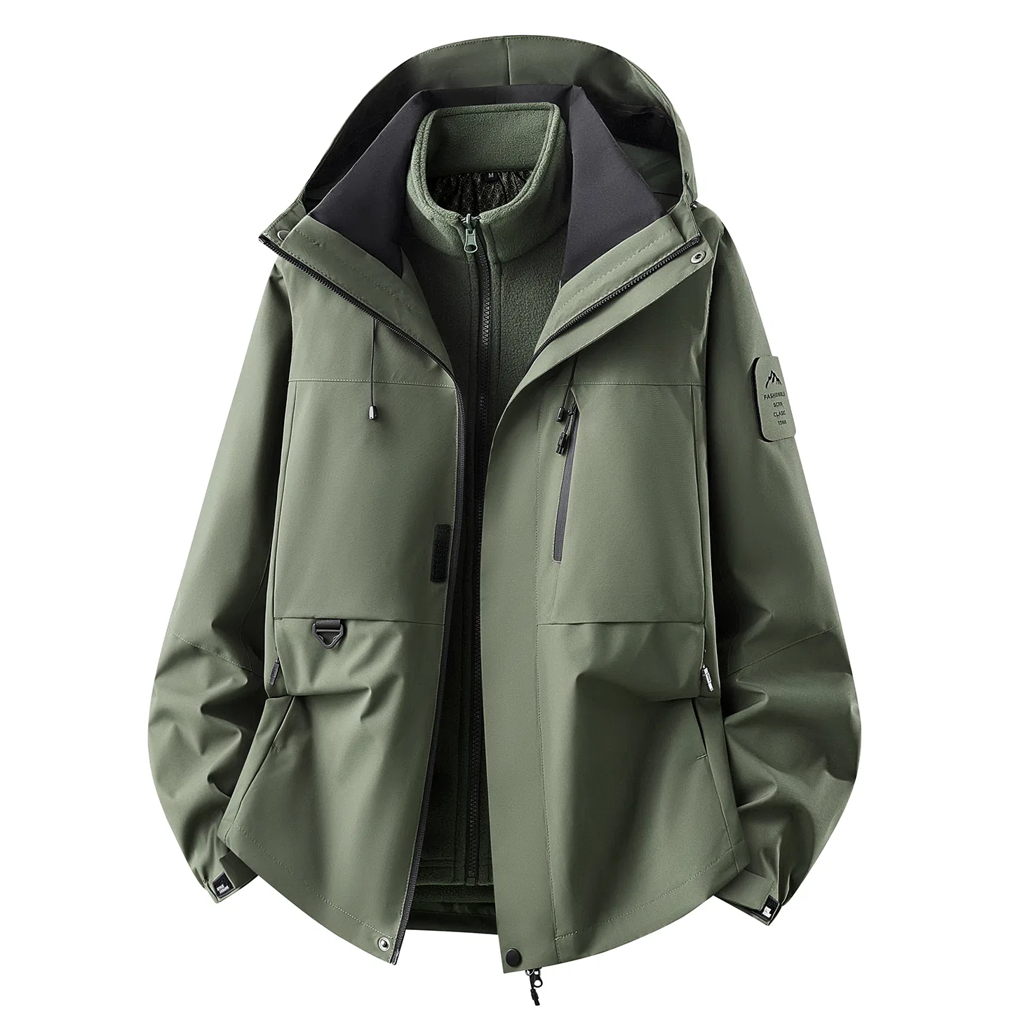Детский ветрозащитный плащ с капюшоном, утепленный, JEEP SPIRIT, Olive Green