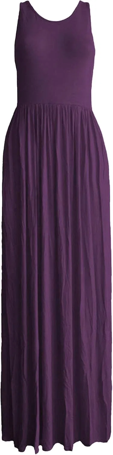 Женское повседневное макси-платье с карманами, Purple