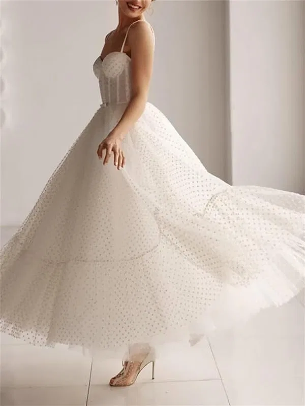 Женское свадебное платье с вырезом сердечко A-line YHW104, White — фото 2