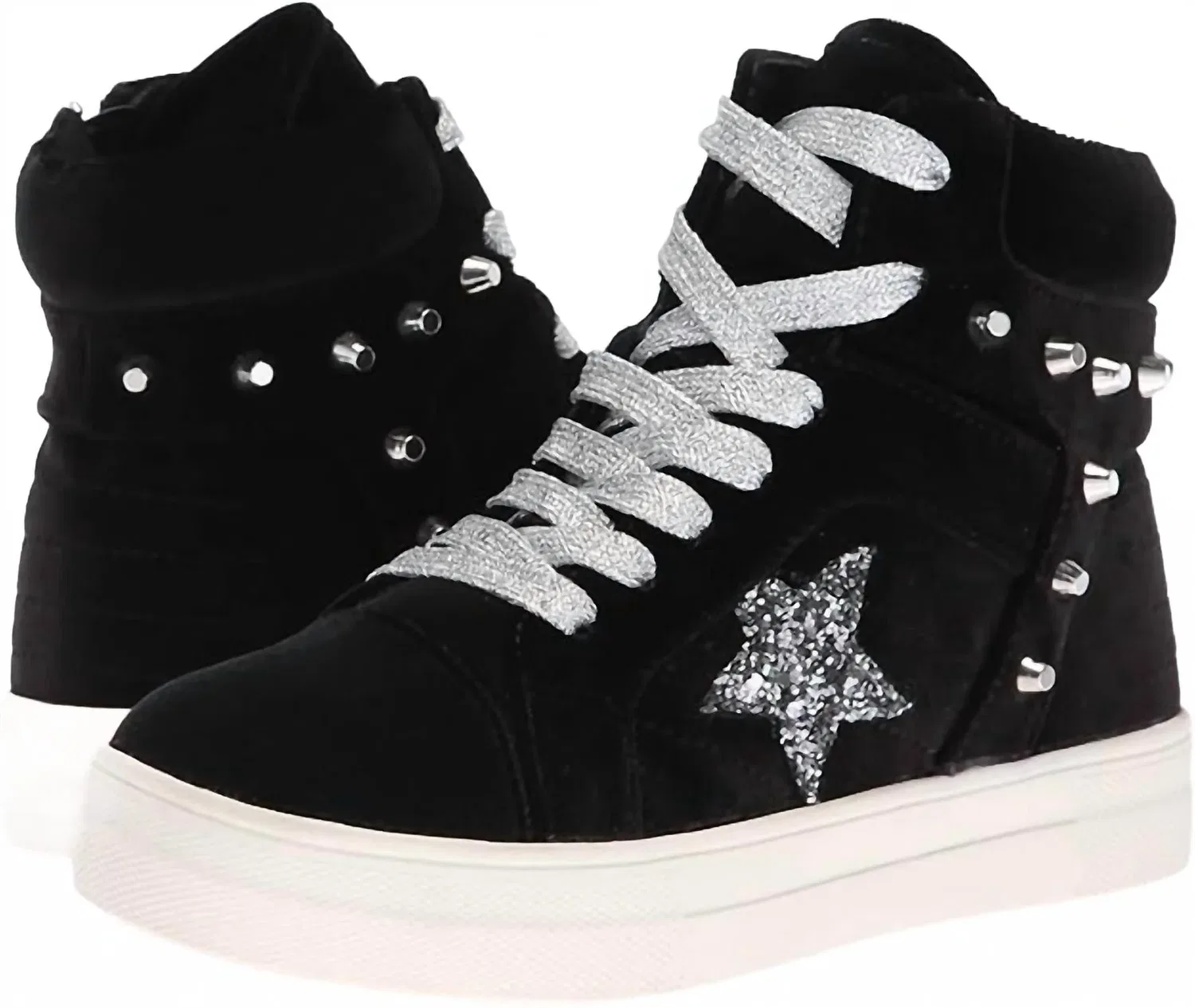 Детские кроссовки для девочек на высоком ходу с бархатной отделкой Ima High-Top Sneakers Nina, Black Velvet — фото 3