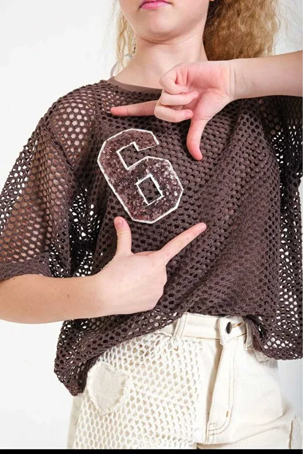 Детская футболка для девочек с принтом Rapapa, Brown — фото 2