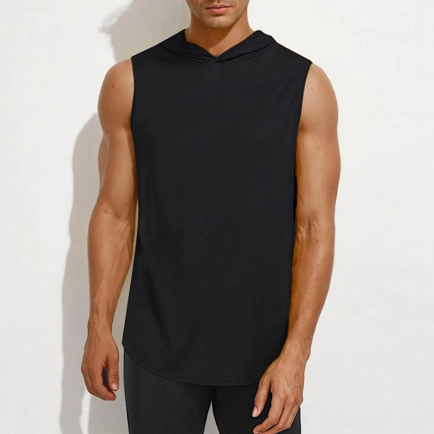 Мужская майка с капюшоном, Mesh Hooded Tank Top, черный — фото 2