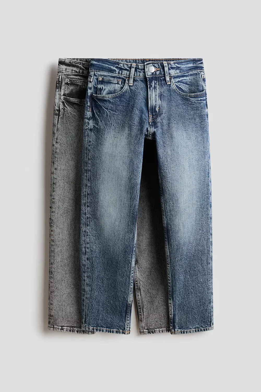 Комплект из 2 удобных эластичных джинсов свободного кроя H&M, Denimblau/Denimgrau