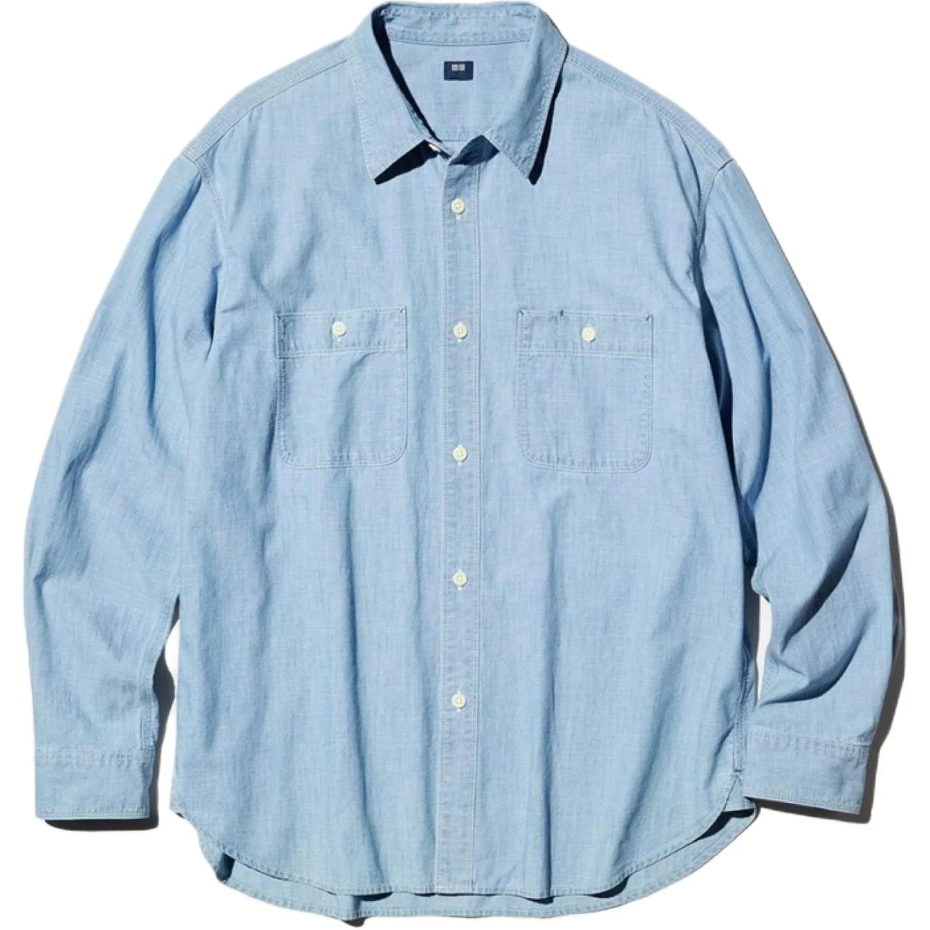 Мужская рубашка с отложным воротником UNIQLO, Aqua Blue