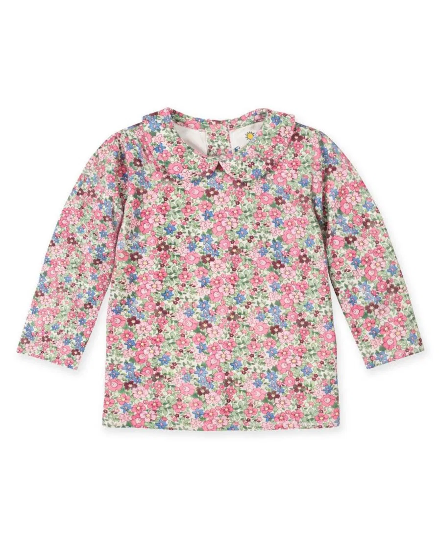 Блузка с длинным рукавом и принтом Florence Eiseman, Ivory Pink & Multi Floral