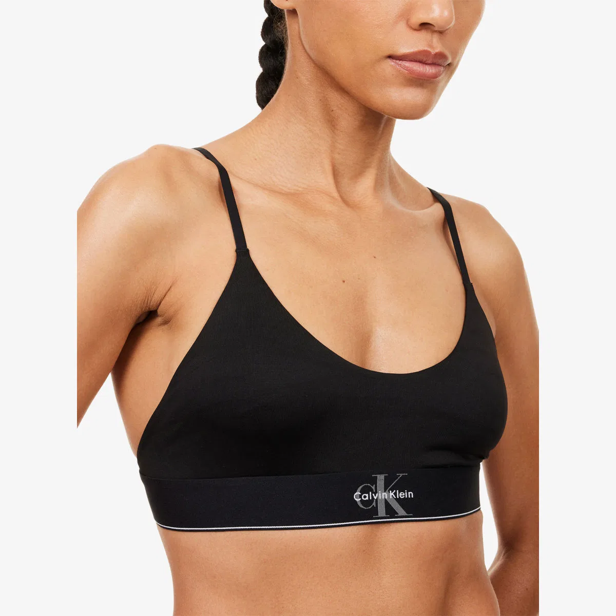 Бюстгальтер-топ из эластичной микрофибры с графическим монограммом Calvin Klein, черный — фото 4