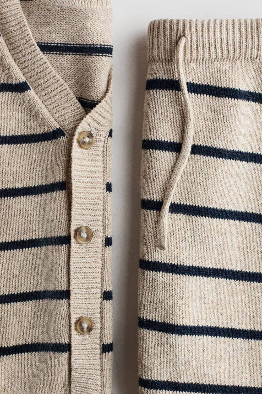 Комплект из двух предметов, изготовленный из хлопкового трикотажа H&M, Beige/Blau Gestreift — фото 2